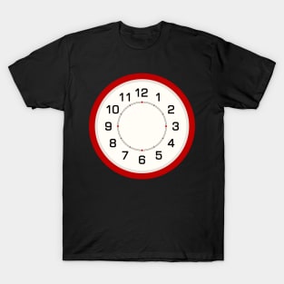 Modern clock in white, red and black T-Shirt